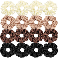 Scrunchies Hair Ties Silk Satin Scrunchy - Hair Elastics Bands Ponytail Holder Pack of Neutral Scrubchy Hair Accessories Women Girls