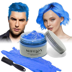 Temporary Purple Hair Spray Color Wax with Dye Brush, Instant Natural Violet Hairstyle Cream 4.23 oz, Disposable Coloring Mud for Men Women, Washable Styling Pomades, Party Cosplay DIY Halloween
