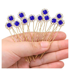 Crystal Bridal Hair Pins Clips Wedding Hair Accessories Hair Set Jewelry With Rhinestone For Brides and Bridesmaids Set Of 12 (Gold)