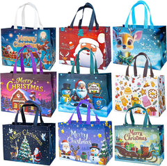JWSCYSY 18Pcs Christmas Gift Bags, Reusable Non-Woven Tote Bags with Handles for Xmas Gifts Wrapping Holiday Party Supplies