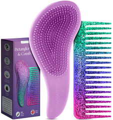 Lily England Detangler Hair Brush for Curly, Thick, Straight & Natural Hair - Gentle Detangling Brush for Women, Kids & Toddlers with Flexible Bristles - Smooth Hairbrush for Wet & Dry Hair, Ombre