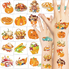 Glitter Thanksgiving Tattoos for Kids - Thanksgiving Decorations for Party, Thanksgiving Kids Crafts, Thanksgiving Party Favors Gifts for Thanksgiving Activities, Fall Party Decorations
