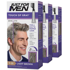Just For Men Touch of Gray, Hair Coloring with Comb Applicator, Great for a Salt and Pepper Look - Medium Brown, T-35