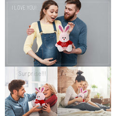 DolliBu I LOVE YOU Rose Gold Bunny Plush Animal with Red Shirt - 8 inches