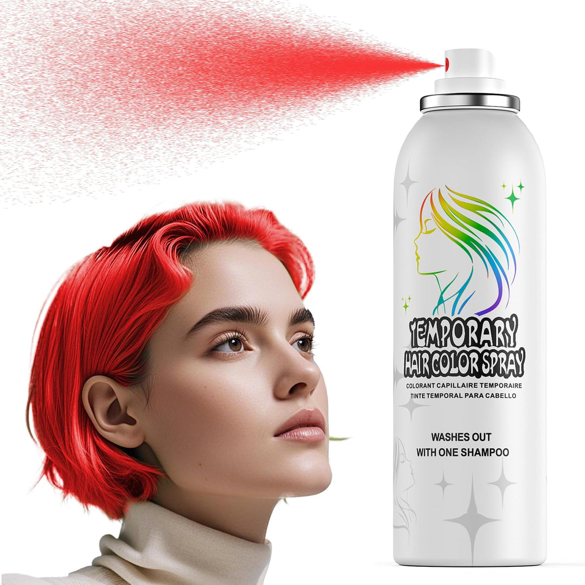 Green Temporary Hair Color Spray - Gentle Formula, Washable & Non-Sticky | Instant Hair Dye Alternative for Adults | Halloween, Costume, Party Makeup, 150ml