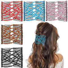 5 Pieces Stretchy Magic Hair Comb Adjustable Elastic Comb Clip for Women Girls No Crease Hair Pins Vintage Bun Maker for Curly Thick Wavy Hair Ponytail