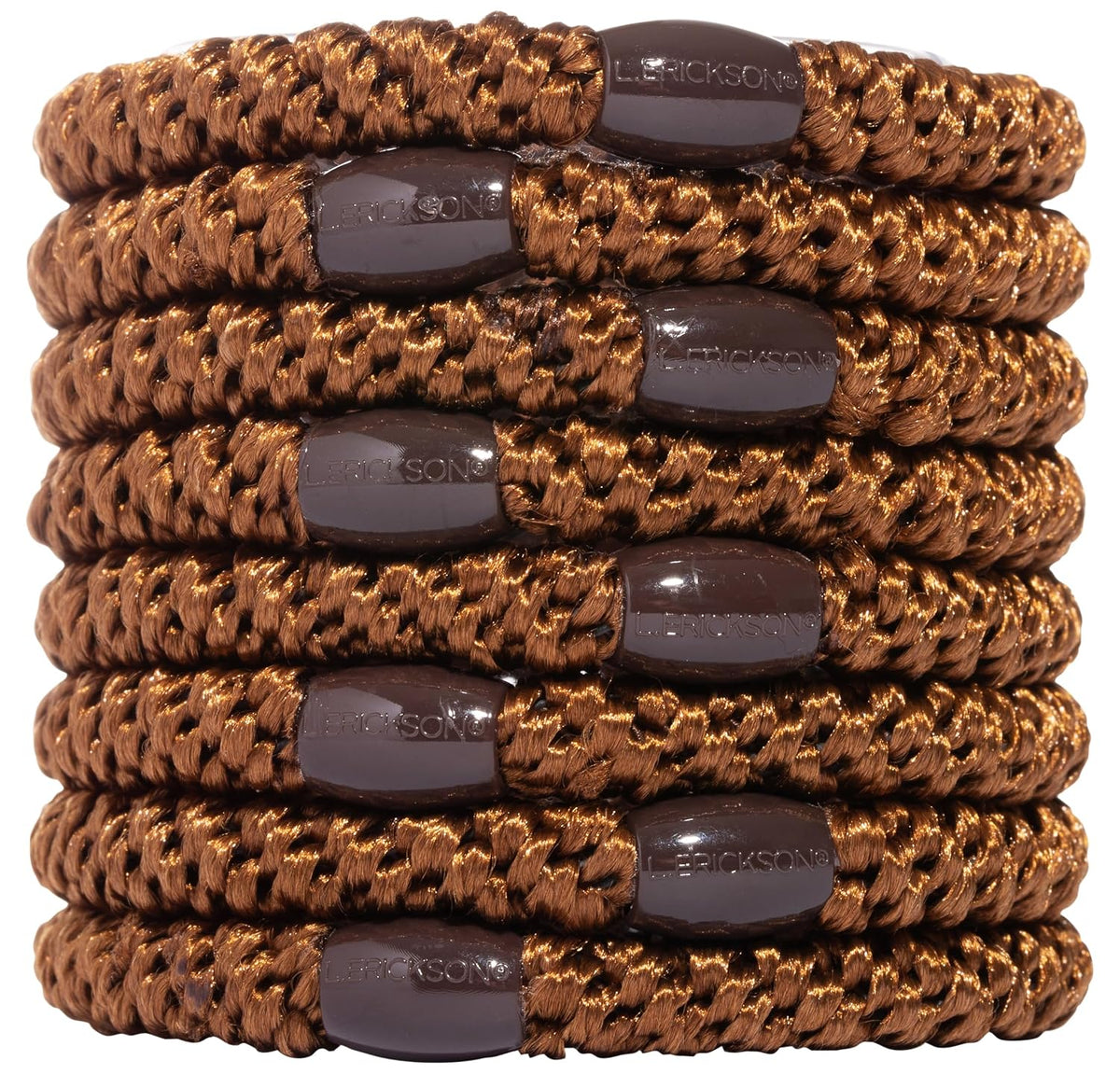 L. Erickson Grab & Go Ponytail Holders, Black, Set of Eight - Exceptionally Secure with Gentle Hold