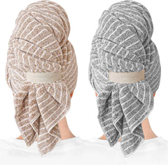 2 Packs Large Microfiber Hair Towels for Women, Super Absorbent & Quick Dry Hair Towel Wrap for Curly Hair Long & Short Hair- Anti-Frizz Hair Turbans for Wet Hair - 27.5''*39.4''