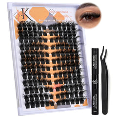 Pre Glued Eyelashes Clusters With Invisible Tape Manga Glueless Lashes Self Adhesive 10-16mm D Curl Lash Clusters Strong Hold Press On Lashes Last 24 Hours Reusable Lashes Natural With Cotton Swab
