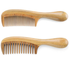 Onedor Handmade 100% Natural Green Sandalwood Hair Combs - Anti-Static Sandalwood Scent Natural Hair Detangler Wooden Comb (Wide Tooth),1 Count (Pack of 1)