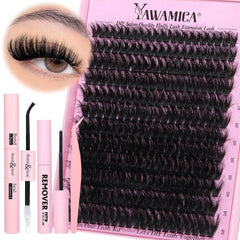 Yawamica Bottom Lashes and Spikes DIY Eyelash Extension Wispy Individual Lash Spikes 11-21mm and 5-7mm Bottom Lash Clusters 240pcs Cluster Lashes Waterproof Eyelash Clusters DIY Entire Spike Lash Look
