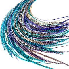 21 Natural Color Hair Extensions – 7”–12” Long – DIY Rooster Kit with 20 Micro-Link Beads – 100% Real Feathers – Eye-Catching Boho Style