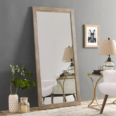 Rustic Full-Length Floor Mirror - 66" x 32" Rectangular Wood Frame Full Body Mirror for Living room, Bedroom