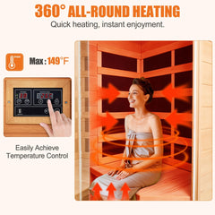 EROMMY up to 3 Person Infrared Sauna with 15-Minute Warm-Up Heater Tube and Carbon Plate
