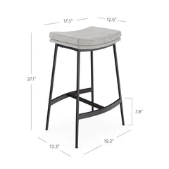 Nathan James Arlo Modern Backless Upholstered Kitchen Counter Bar Stool with Saddle Seat and Metal Base