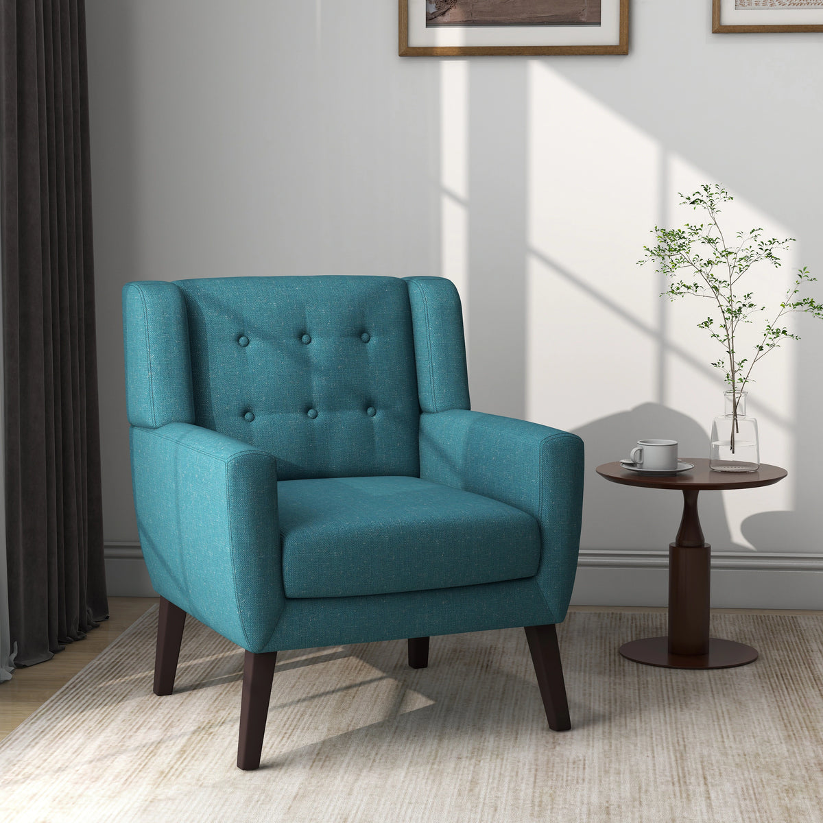 Modern Upholstered Faux Leather Tufted Armchair Linen Accent Chairs
