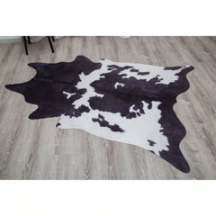 Rio Collection Black/White Faux Cowhide Printed Rug