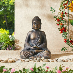 Glitzhome Zen-Style MgO Meditating Garden Buddha Statues Monk Sculpture Indoor Outdoor