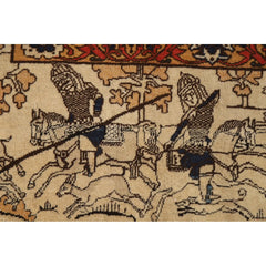 Pre-1900 Antique Vegetable Dye Kashan Mohtasham Persian Rug - 4'9"x 6'10"