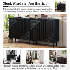 Modern Sideboard Cabinet, Side Cabinet with Adjustable Shelves, Small Console Table with Geometric Door Design