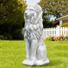 Glitzhome 36.25"H Oversized MGO Bronze/White/Black Guardian Sitting Lion Garden Statue