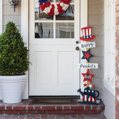 Glitzhome Americana Happy Patriotic's Day Wooden Uncle Sam Porch Decor