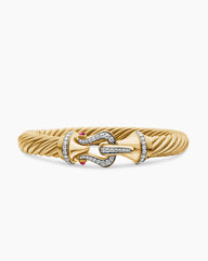 Buckle Cablespira® Bracelet in 18K Yellow Gold with Rubies and Diamonds, 9mm