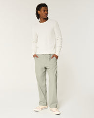 Linen-Blend Flex-Waist Baggy Pants-heather sage