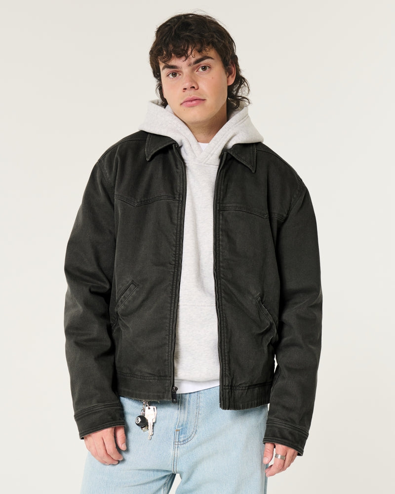 Zip-Up Workwear Jacket-black