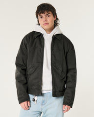 Zip-Up Workwear Jacket-black