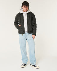 Zip-Up Workwear Jacket-black