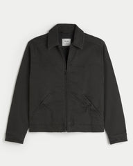 Zip-Up Workwear Jacket-black