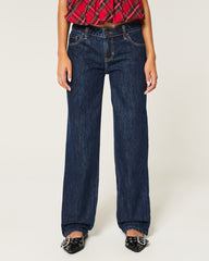Low-Rise Dark Wash Loose Jeans-dark rinse
