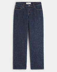 Low-Rise Dark Wash Loose Jeans-dark rinse