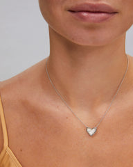 Ari Heart Silver Pendant Necklace in Platinum Drusy