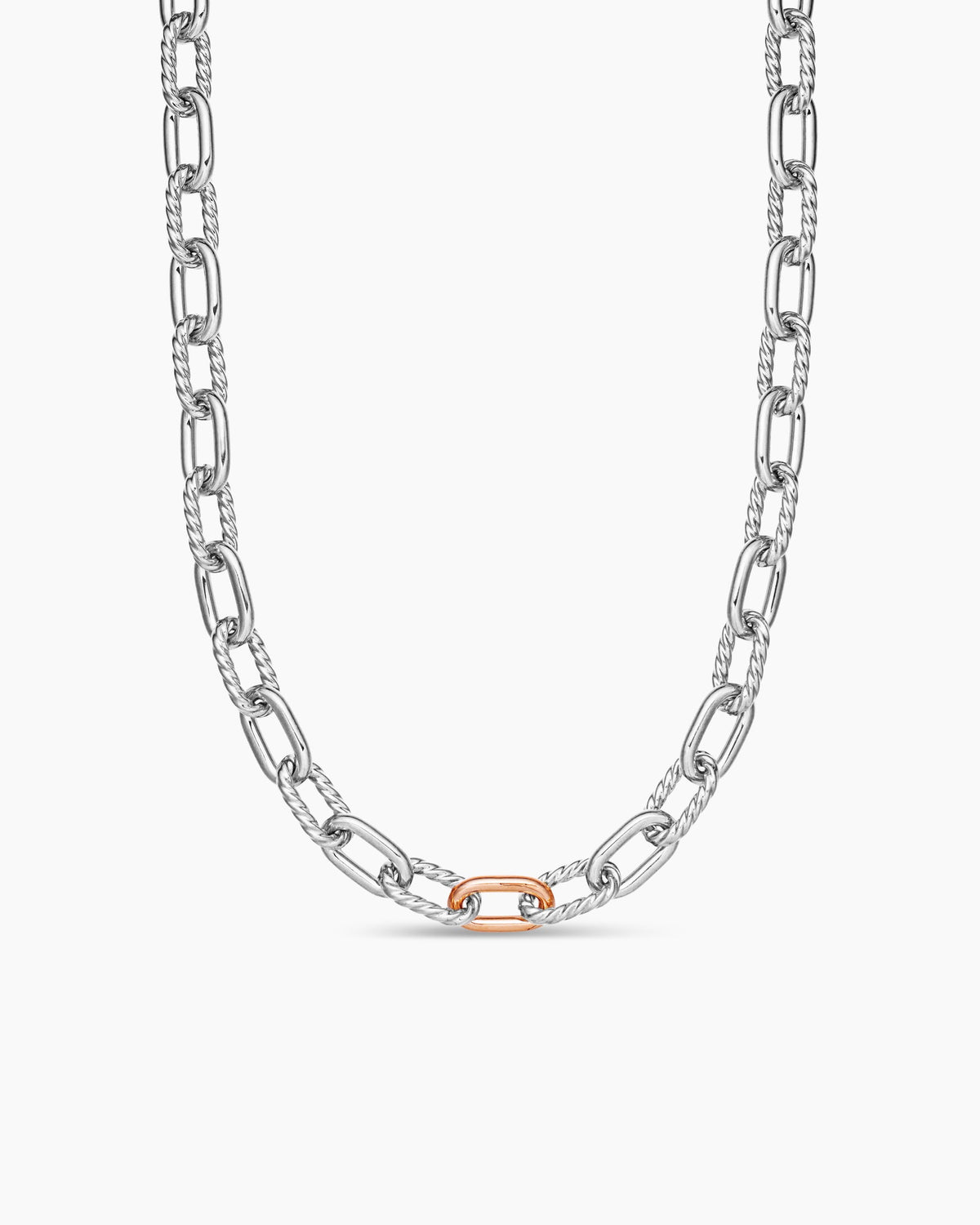 DY Madison® Chain Necklace in Sterling Silver with 18K Rose Gold, 8.5mm