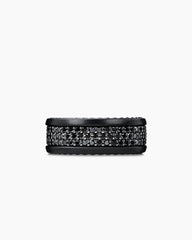 Streamline® Pavé Three Row Band Ring in Black Titanium with Black Diamonds, 8.5mm