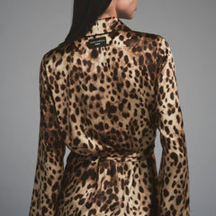 DOLCE&GABBANA X SKIMS SILK LONG ROBE | LEOPARD