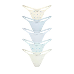 FITS EVERYBODY PICOT STRING THONG 5-PACK | BLUE QUARTZ MULTI