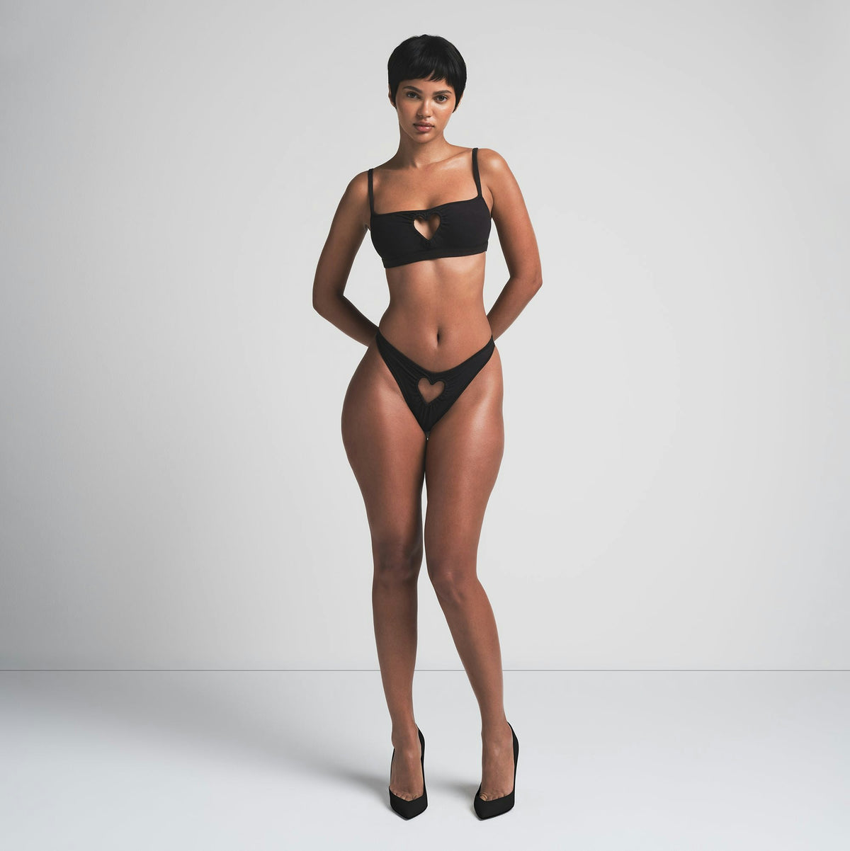 COTTON JERSEY HEART SCOOP BRALETTE | SOOT