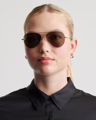 Halston Polarized Stainless Steel Aviator Sunglasses