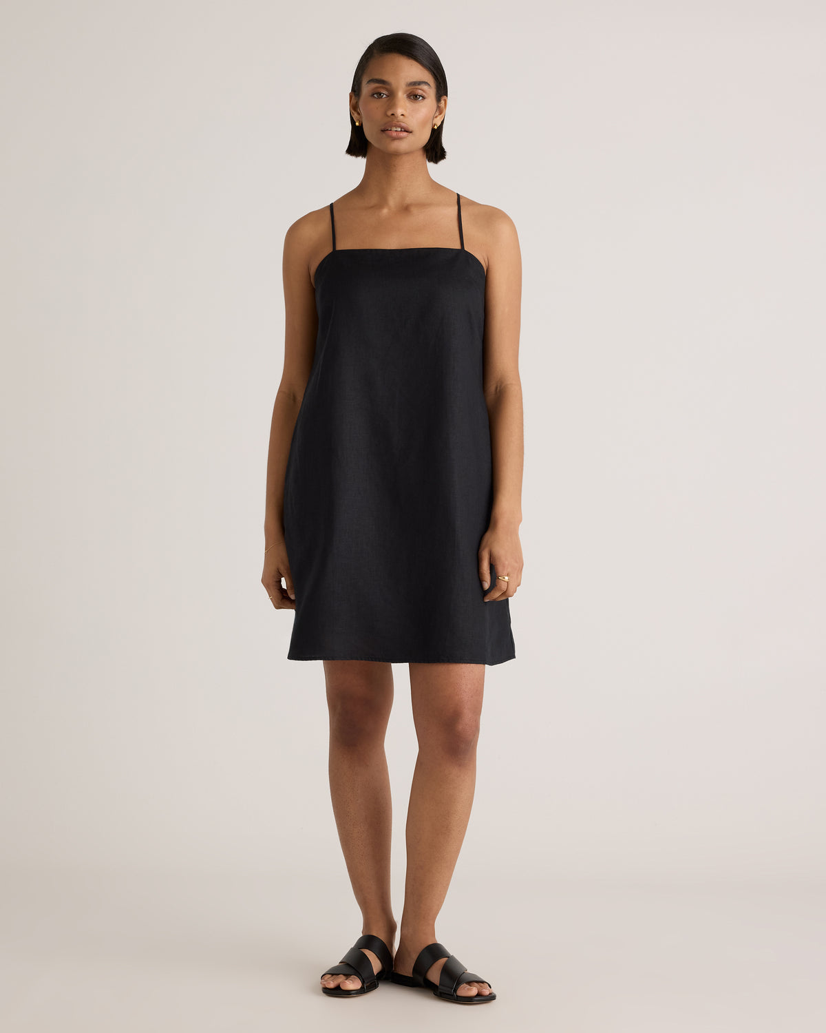 100% European Linen Spaghetti Strap Mini Dress