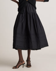 100% Organic Cotton Poplin Pintuck Maxi Skirt