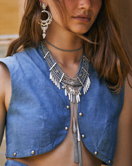 Ansel Rose Vintage Silver Lariat Necklace