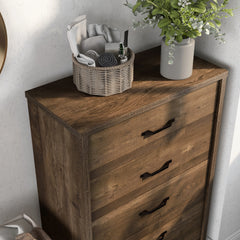 Greer Rustic Walnut and Black Bar 5-Drawer Chest by Furniture of America