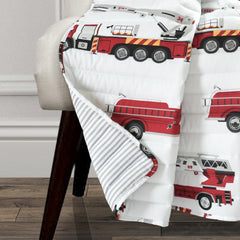 Lush Decor Fire Truck Reversible Print Throw Blanket