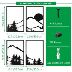 Art3d Black Metal Framed Wall Art Set-17"x12"