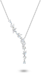 FANCIME Wisteria Reverie Necklace for Women Sterling Silver Simulated Diamond Flower Drop Y Necklace Fine Jewelry Wedding Birthday Anniversary Christmas Gifts for Wife Women Bride Her