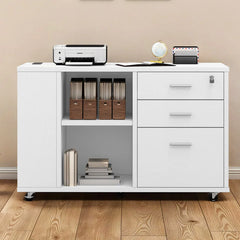Morin 3 Drawers Wood Mobile File Cabinet with Lock and Adjustable shelves