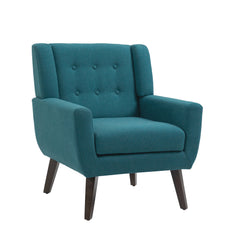 Modern Upholstered Faux Leather Tufted Armchair Linen Accent Chairs